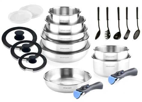Arthur Martin AMBI20S Batterie de Cuisine Tous Feux Dont Induction Inox, 20 Pieces