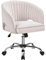 Yaheetech Velvet Vanity Desk Chair Dressing Table Chair Swivel Adjustable Accent Armchair for Home Office, Living Room, Bedroom Cream