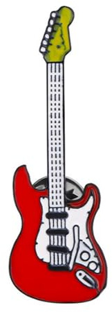 Miniblings elgitarr stift brosch gitarrist gitarr svart röd – original modesmycke I nål knappstift, 49mm, Metall