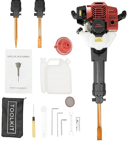 YIYIONCE 52CC Jack Hammer Concrete Breaker 2 Stroke Demolition Hammer 1.9KW Gas Powered Jackhammer Drills Handheld Demolition Rock Breaker with 2 Chisel for Braking Concrete, Ice | US STOCK