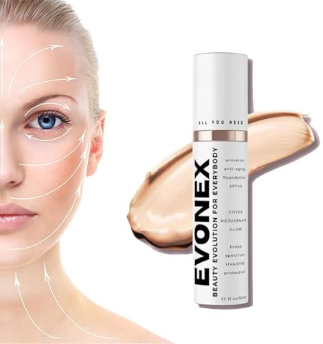 Evonex Age Defying Foundation, Evonex Age Defying Serum, Foundation Serum for Women, Anti-Aging Tinted Moisturizer Cream, Universal Tint, Light Sheer Coverage Tinted Face Sunscreen (1pcs)