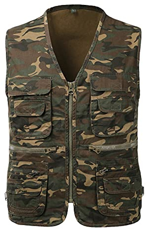KTWOLEN Men's Fishing Waistcoats Multi Pocket Outdoor Vest Safari Hunting Hiking Vest Jacket Breathable Photography Top, Camouflage, 7XL