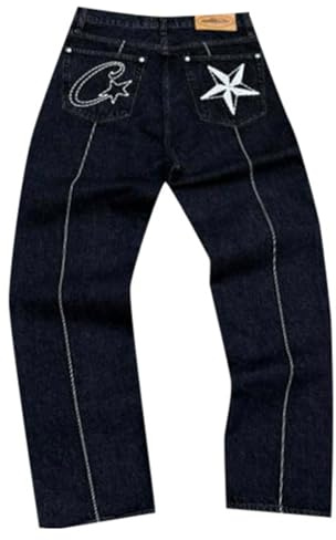 Minus Twos Cargo Baggy Jeans Hommes, Jean Baggy Y2k Style Hip-Hop Combat Streewear Vintage Lâche Pantalon Homme Jeans Décontracté De Loisirs Parfait pour L'école Les Courses De Rue
