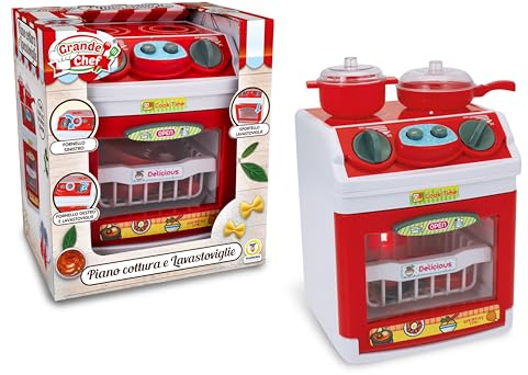 Teorema Giocattoli, Cucina 2 in 1, Elettrodomestici Giocattolo con Fornello e Lavastoviglie Funzionanti, Luci, Suoni e Accessori Inclusi (pentola con copercho, padella, cestello lavastoviglie)