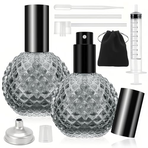 Maxumille 2PCS Perfume Bottle Empty 100ml,Glass Perfume Atomiser Refillable