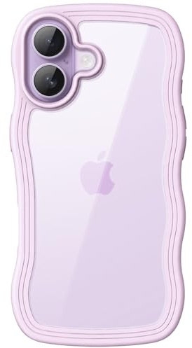 JETech Coque Ondulée pour iPhone 17 6,3 Pouces, Joli Cadre Ondulé, Étui Housse Antichoc Forme Bouclée pour Femmes et Filles, Dos en PC Dur Transparent (Violet)