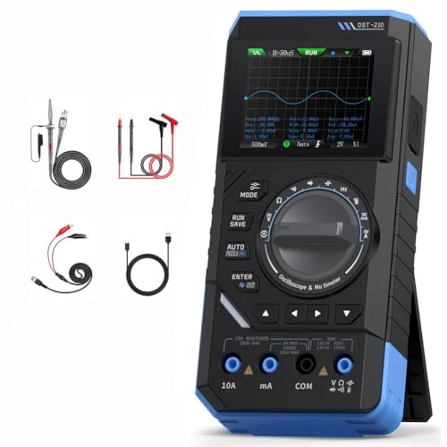 Multímetro de osciloscopio actualizado, DST-210 DST-201 3 en 1 multímetro de osciloscopio digital, 19999 cuentas, pantalla a color de 48 Msps de 2.8 pulgadas