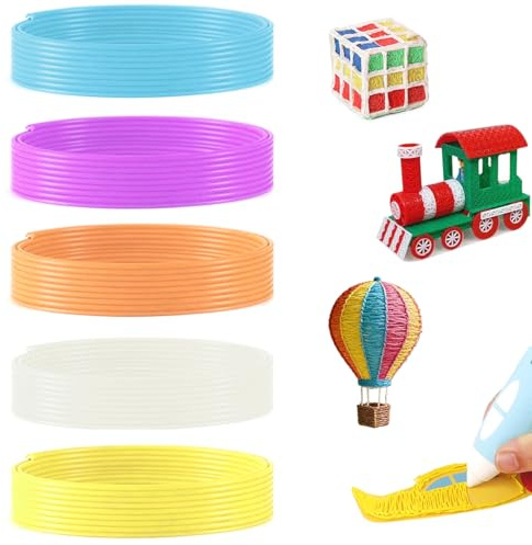 LEMONSTONE 3D Stift Filament Refills 25 Meters, 5 Farben 3D Stifte Druck Nachfüllungen, Jede Farbe 5 Meters, 1,75 mm Glow in The Dark PCl Filamente Für Niedrige Temperatur 3D-Stift, 3d Stifte Zubehör