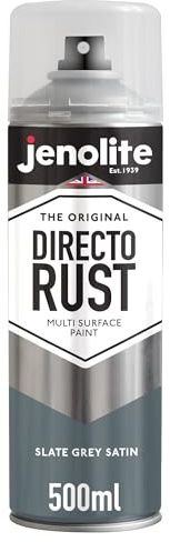 JENOLITE Directorust Slate Grey Satin Finish 500ml Spray Paint for Metal | Direct To Rust Spray Paint For Metal, All-In-One Multi Surface Paint for Metal, Wood, Plastic, Ceramic - RAL 7031