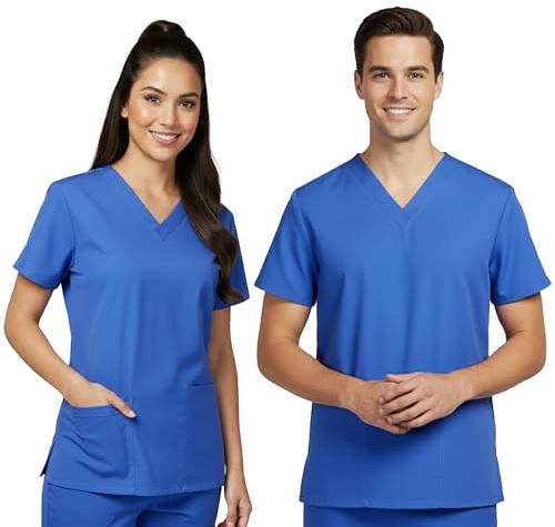 lynwood Unisex Medical Scrub Top | V-Neck Tunic with Short Sleeves & 2 Large Pockets | Healthcare Nursing Scrubs, Hospital Workwear, Dental Uniform