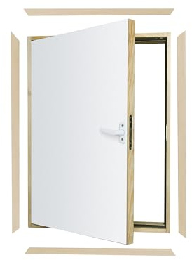 FAKRO - DWK Kniestocktür - Drempeltür 60x110 cm - Wärmedämmung 1,1 Uw W/m²K, 3,6 cm starker Türflügel, Kiefernholzrahmen, Anschlag links oder rechts montierbar, mit 3,5 cm breiten Blendleisten