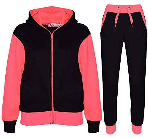 A2Z 4 Kids Trainingsanzug Mädchen Jungen Unisex Plain And Camouflage - T.S Plain 101 Neon Pink 11-12