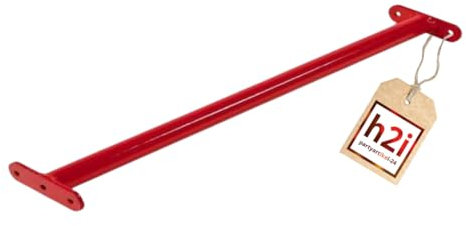 h2i Turnstange für Kinder | Reckstange aus Edelstahl | für Garten & Kinderzimmer | Klimmzugstange Outdoor & Indoor | Stange zum Turnen in Rot | Länge 90 cm