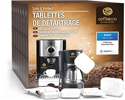 Coffeeano 160 pastillas descalcificadoras para todas las cafeteras automáticas y cafeteras. Paquete grande para restauración y comercio. Pastillas descalcificadoras compatibles con todos los aparatos