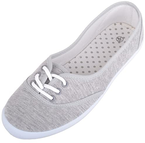 Scarpe da donna leggere senza lacci, in tela, per vacanze estive, casual, stile ballerine, Grigio, 38 EU