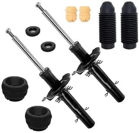 ATEC Germany 2x ammortizzatore a gas a pressione anteriore a doppio tubo, incluso cuscinetto del puntone e kit di protezione dalla polvere