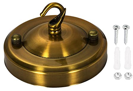 YOKIVE 1 Pcs Light Canopy Kit, Chandelier Ceiling Plate with Hook Fixing Light Accessory Great for Home Office (Gold Bronze, 4.1x2.56-Inch)