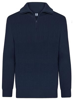 HANSEHELD Troyer Baumwolle Blau GOTS Herren Troyer-Pullover Bio L | Pullover | Gerippt | Baumwolltroyer | Bio | Zertifiziert | Nachhaltig | Strickpullover