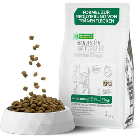 Nature’s Protection Superior Care Hundefutter Trocken mit Insekten & Reis - Hypoallergenes Hundetrockenfutter für weiße Hunde Aller Lebensphasen & Rassen - Haut, Fell & Tränenflecken (4 kg)