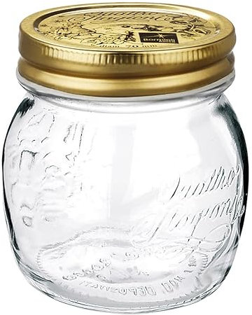 Bormioli Rocco Quattro Stagioni 79208 Lot de 12 bocaux à confiture avec couvercles dorés refermables 250 ml