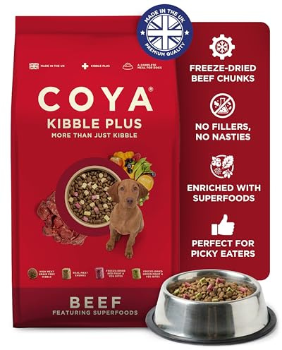 COYA Kibble Plus Beef (1.5kg) | Complete Grain Free Dog Food with Freeze-Dried Raw Meat, Fruit and Vegetables | Dry Dog Food, Hypoallergenic, High in Protein & Fibre