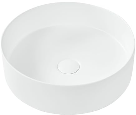 Lavabo sobre encimera de cerámica baño redondo blanco mate ⌀ 40 cm Tebar