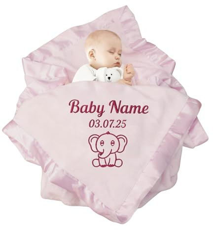 Personalizzata Coperta Per Neonato con Nome，coperta neonatale，Coperta Neonato Invernale Personalizzata，Regalo Personalizzato Neonatoragazzo, Ragazza, Coperta Per Bambini Blu, Rosa, (39,4in*39,4 In)
