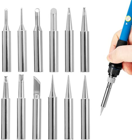 QWORK® 12Pcs 900M Soldering Iron Tips, Soldering Iron Replacement Tips, for Pro & DIY Soldering Stations