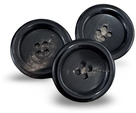 10 Stück echt Horn Knöpfe schwarz braun flach 4Loch in 15mm, 20mm, 22mm oder 25mm (20mm)