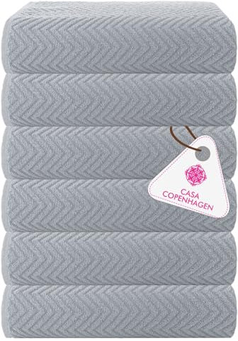 Casa Copenhagen Wave Textured 6 teiliges Klein Badetücher Set - Grau Violett, 550 g/m², 6 teiliges Klein Badetücher, Baumwolle Handtüchern Rau und zäh Einsatz, Geschenkset für Badezimmer