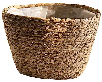 BESPORTBLE Maceta Tejida De Mimbre Jardinera De Ratán Cesta De Flores Decoración Interior 19x13cm