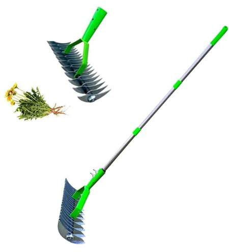 Aireador de césped manual para aireación del suelo y eliminación de musgo, herramienta de aireación eficaz con pinchos con mango para mantenimiento del césped