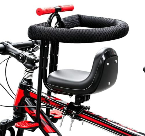 Foreverup Siège Enfant de Vélo Avant, Siège de Vélo pour Enfant, Siege Velo Enfant Soutien et Pédales de Pied, Charge 40 kg, Siège Avant pour vélo électrique, VTT et Vélos de Ville