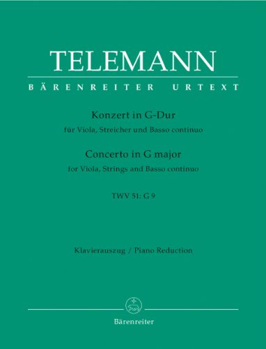 Konzert G-Dur für Viola, Streicher und Bc. Klavierauszug: Urtext