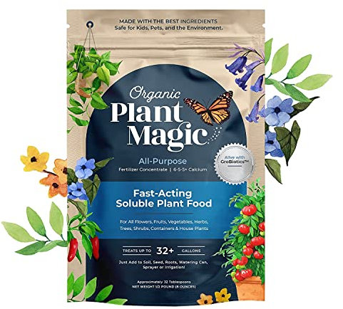Organic Plant Magic - Truly Organic™ Fast-Acting Water Soluble Plant Food - All-Purpose Fertilizer Concentrate for Flower, Vegetable, Herb, Fruit Tree, Garden & Indoor Houseplants [One 1/2 lb Bag]