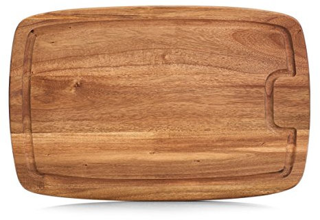Zeller 25556 – Tagliere con scanalatura, in legno di acacia 40 x 26 x 1,5 cm, colore naturale