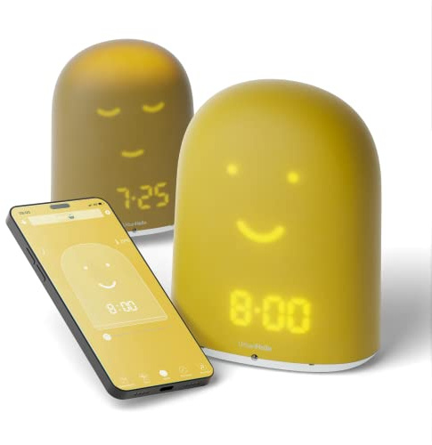 UrbanHello Remi – väckarklocka dag natt lärarrik och övervakning av sömn – babyphone audio med bulleralarm 5 i 1 – nattlampa – högtalare Bluetooth – gul