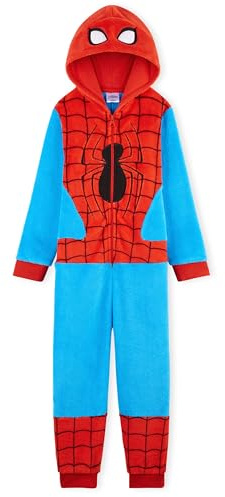 Marvel Pyjama Spiderman Combinaison Grenouillère Surpyjama Enfant Garcon (6-7 Ans, Rouge/Bleu)