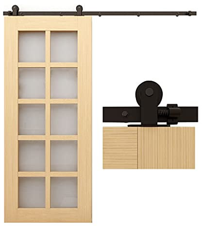 CCJH 152 cm/5 FT Sistema di Porta Scorrevole Hardware Kit di binario per Porta Scorrevole Nero (Forma di T)