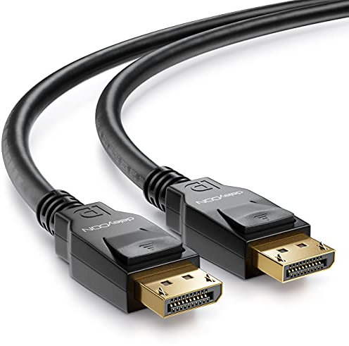 deleyCON 1m Cavo DisplayPort 8K 1.4 - da 1080p a 8K - Ideale per Monitor Gaming fino a 360Hz PC HBR3 DSC HDR10 - Nero