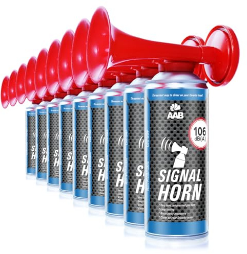 AABCOOLING Signal Horn - Set di 9 Pezzi - Tromba ad Aria Compressa, Fino a 120 Segnali Brevi, Tromba da Stadio Molto Rumorosa, Clacson Ideale per Feste, Vuvuzela, Trombe Aria