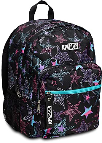 Appack Rucksack, Backpack -Jet Black, schwarz, mit Laptopfach bis Doppelfach,