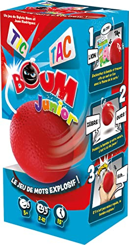 Asmodee - TIC TAC BOUM Junior - Jeu d'Ambiance pour Enfants dès 5 Ans | Jeu de Cartes & Rapidité - Trouvez 1 Mot avec 1 Syllabe - Bombe Minuteur - 2 à 12 Joueurs - 15 Min - En Français - Zygomatic