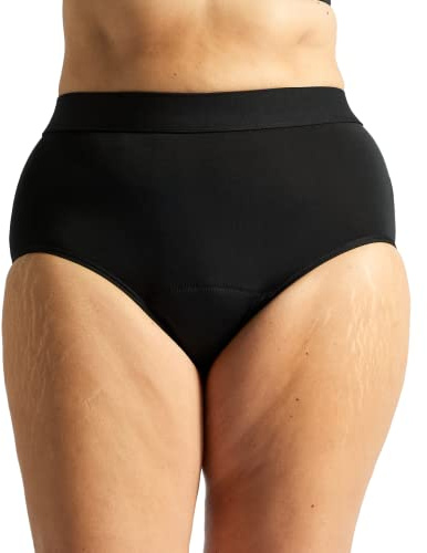 Jude Washable Incontinence Pants for Women, Reusable Leakproof Underwear for Women, High Absorbency, Black Full High Knickers with Unique 3-Layer Gusset (3XL)