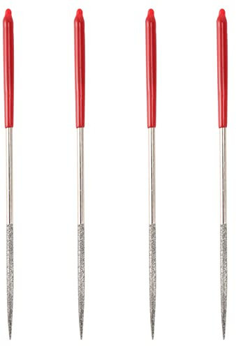 XIDIT 4X Lapidary Round Rat Tail Diamond Files 3mm x 140mm Silver Tone Red