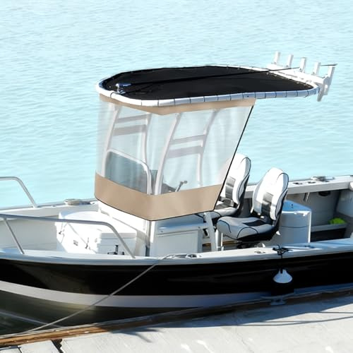 Boîtier T-Top de la Console de Bateau, Couverture de Pluie Transparente, Rideau de pulvérisation de Pare-Brise Marin pour Les Consoles de Plus de 27½  (Up to 27 Width)