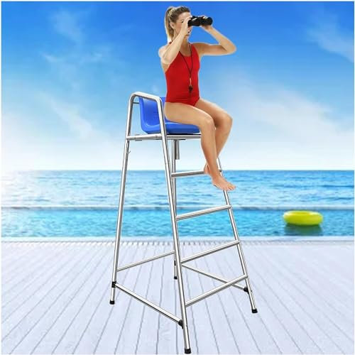SAFWELAU Taburete alto Escalera para Piscina Elevad 180 cm/150 cm/120 cm de alto Silla de salvavidas para piscina Patio playa lago, suministros para salvar vidas, Silla salvavidas elevada de acero ino