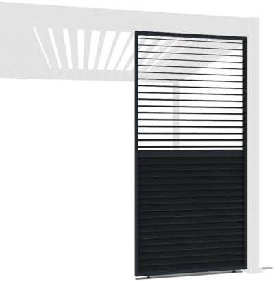 Weide Verstellbare Horizontale Lamellenwand Paneel Zubehör für Weide Pergola | Aluminium | Anthrazit, Holzoptik | 3 Breiten | Flexibler Sichtschutz und optimale Luftzirkulation (Anthrazit, 113 cm)