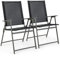 COSTWAY 2er Set Gartenstühle, Hochlehner Klappstühle mit wetterfestem Stoff, Balkonstühle mit Armlehnen, Terrassenstühle bis 150 kg belastbar, für Garten, Terrasse, Balkon (Schwarz)
