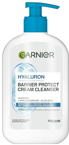 Garnier Hyaluron Barrier Protect Cream Cleanser: Sanfte Gesichtsreinigung mit Hyaluronsäure, Aloe Vera & Glycerin ohne Austrocknen – für eine geschützte Hautbarriere, für empfindliche Haut geeignet